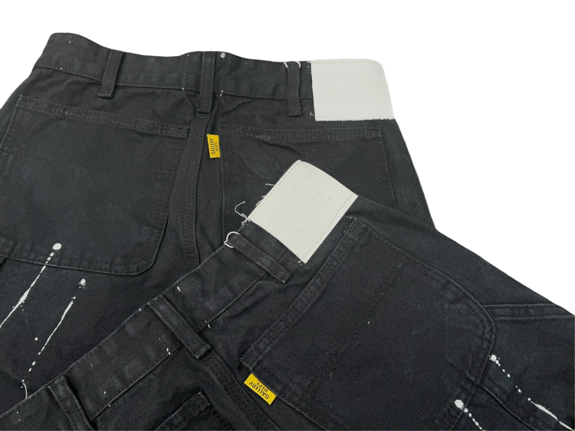 P220💰G33 GALLERY DEPT. Spliced ​​washed retro jeans for men and women high street splashed ink trousers micro-flared casual trousers trendy couple same style Color: Black Size: S-XXL (corresponding to 28-36)